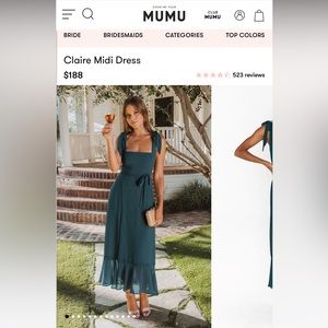 Show Me Your MuMu Claire Midi Dress ~ Emerald Chiffon